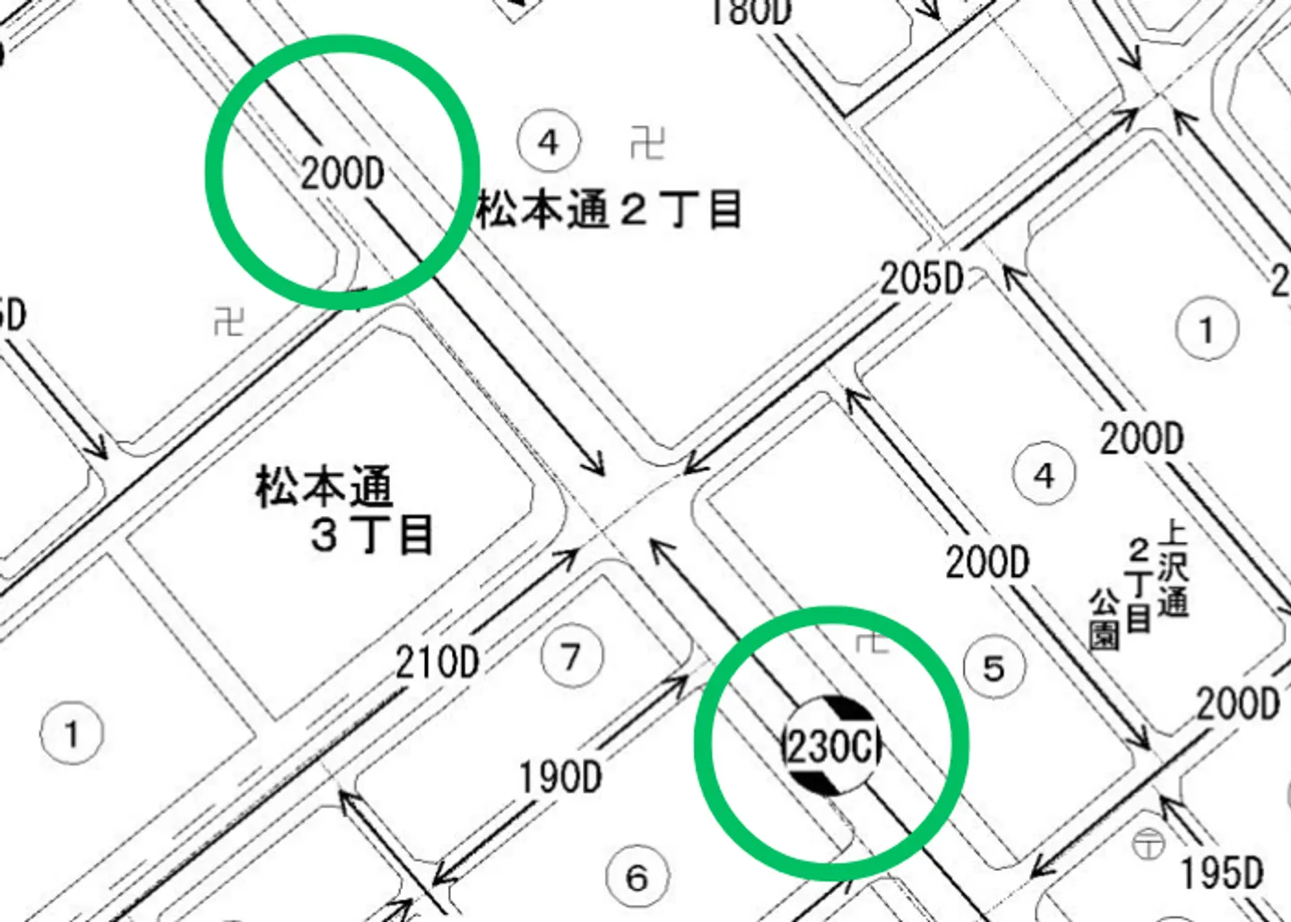 数値が路線価でアルファベットが借地権割合